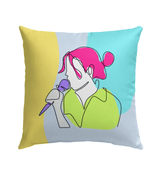 Girl Singing Line Art Outdoor Pillow - Beyond T-shirts